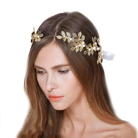 🆕 🚨2 article🚨Leaf Crown with ribbon & Arm Cuff - Picture 2 of 13